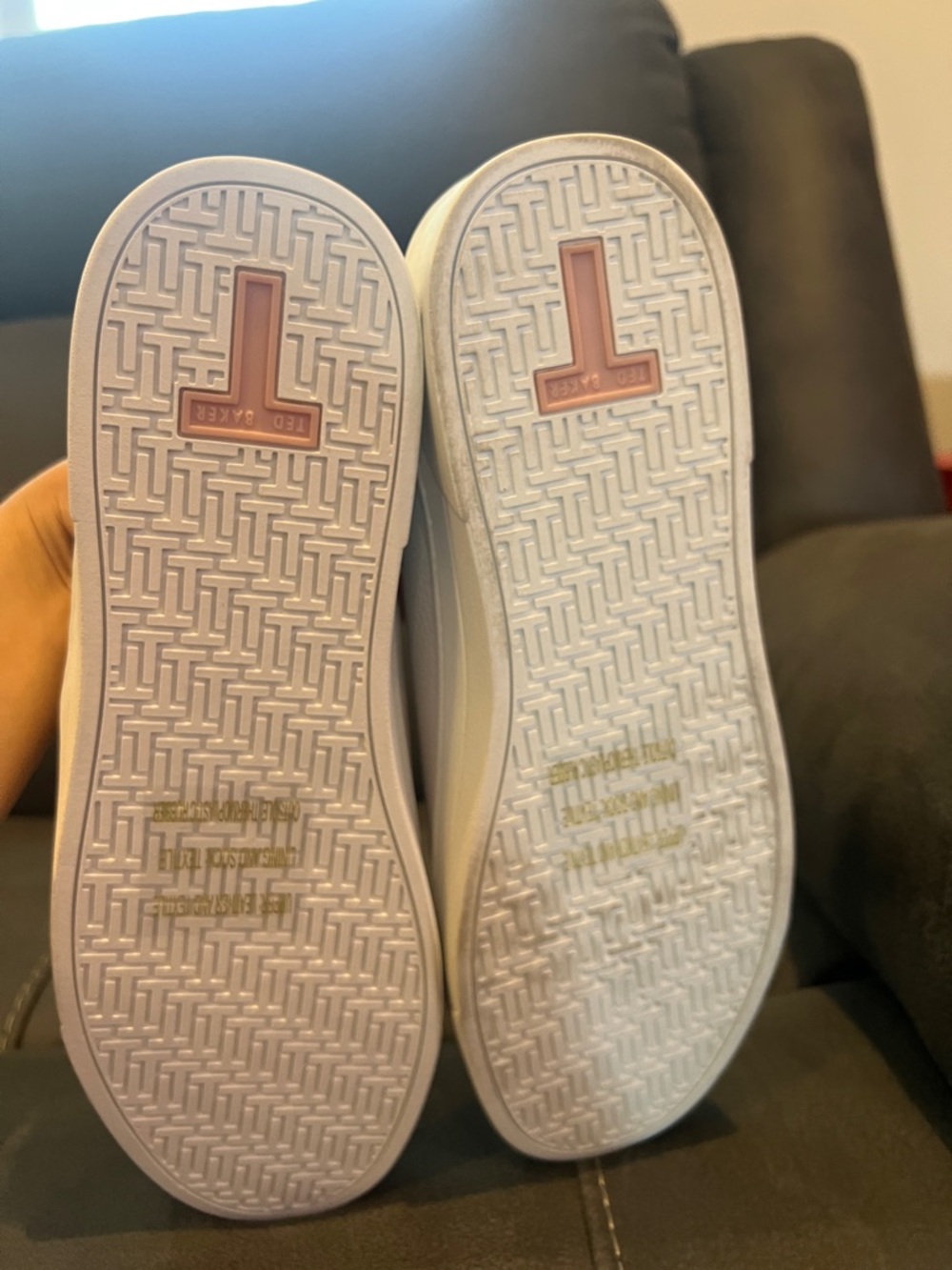Ted Baker White Sneakers with Blush Pull Tabs - Picture 3 of 5